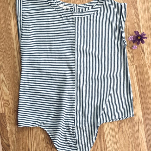 Maurices Faded Navy Blue and White Striped Top - Picture 3 of 13